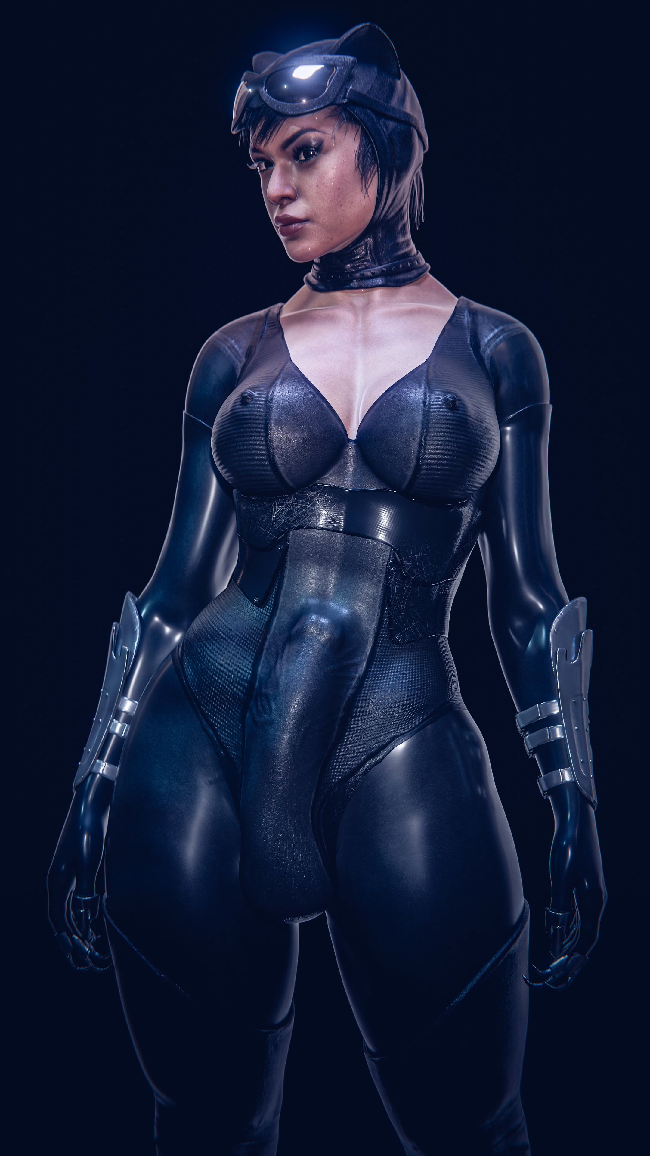 3d, 3d (artwork), abs, batman (series), big penis, bulge, catwoman, catwoman (injustice), dc, dc comics, forged3dx, futa only, futanari, injustice 2, intersex, penis, selina kyle, solo, solo futa, tagme