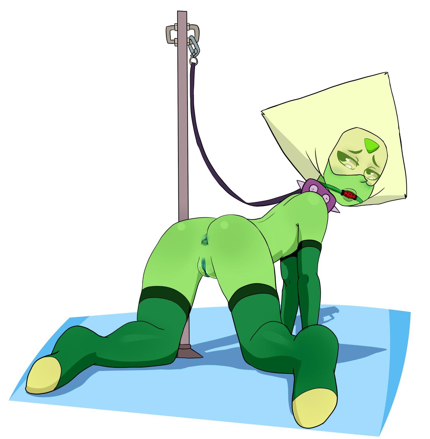 1girls, anus, art madness, ass, ball gag, bondage, female, female only, gag, leash, leashed, peridot (steven universe), petplay, pussy, solo, steven universe, submissive
