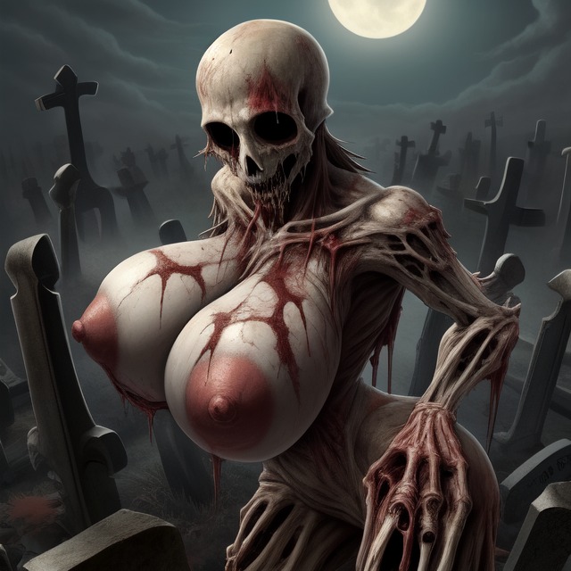 1girls ai_generated bald body_horror cemetery empty_eyes eyeless female female_only frosting.ai graveyard hourglass_figure huge_breasts milf no_eyes purple_letter skeletal skeleton solo solo_female solo_focus thick_thighs thighs wide_hips zombie zombie_girl