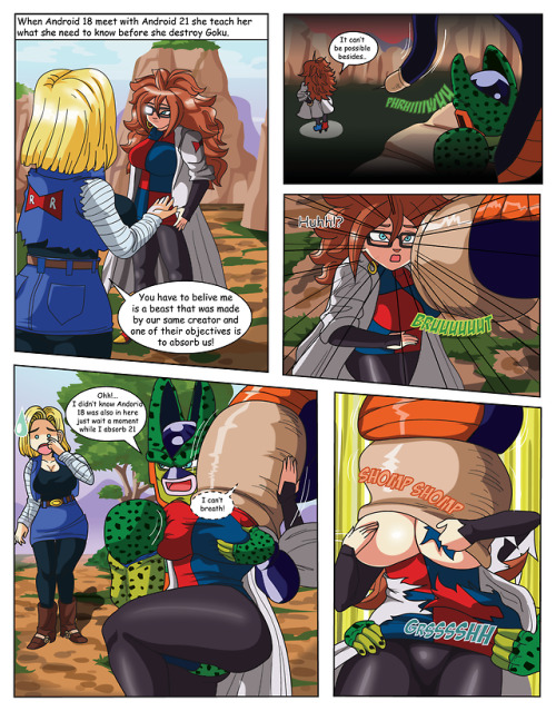 2girls android_18 android_21 android_21_(human) ass big_ass big_breasts bio-android_(dragon_ball) breast_grab breast_press breast_squeeze breasts brown_hair cell_(dragon_ball) comic dragon_ball dragon_ball_fighterz dragon_ball_super dragon_ball_z glasses huge_ass huge_breasts imminent_rape imminent_vore multiple_girls pinkpawg ripped ripped_clothing semi-perfect_cell shocked tail tail_vore text text_bubble text_focus vomi_(dragon_ball) vore