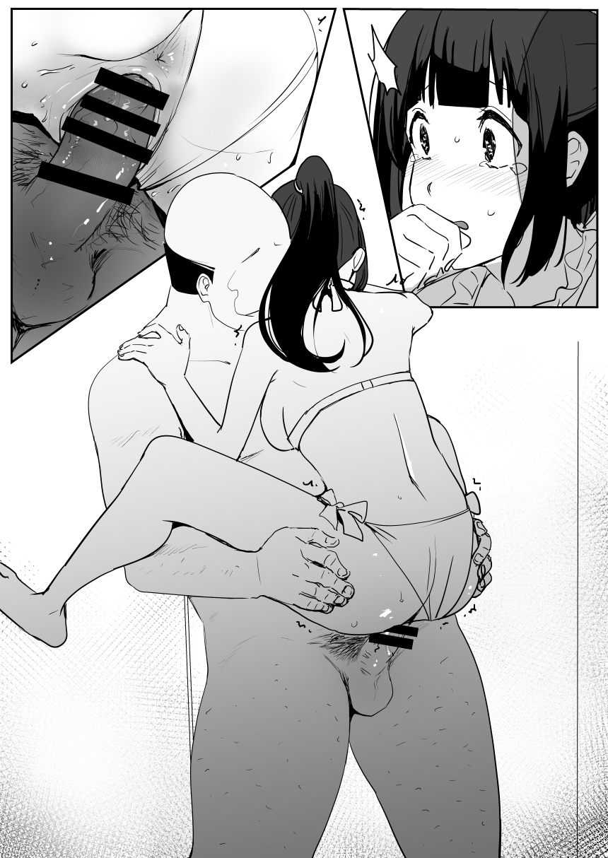 1boy, 1girls, age difference, bald male, big breasts, bikini, breasts, chitanda eru, defloration, dilf, fat bastard, fat male, female, female focus, hidden sex, hyouka, male, netorare, older male, older male and younger female, oninarasu, penis, penis in pussy, ponytail, pussy, rape, sex, stand and carry position, standing sex, suspended congress, swimsuit, teenage female, teenager, ugly bastard, ugly man, vaginal penetration, younger female