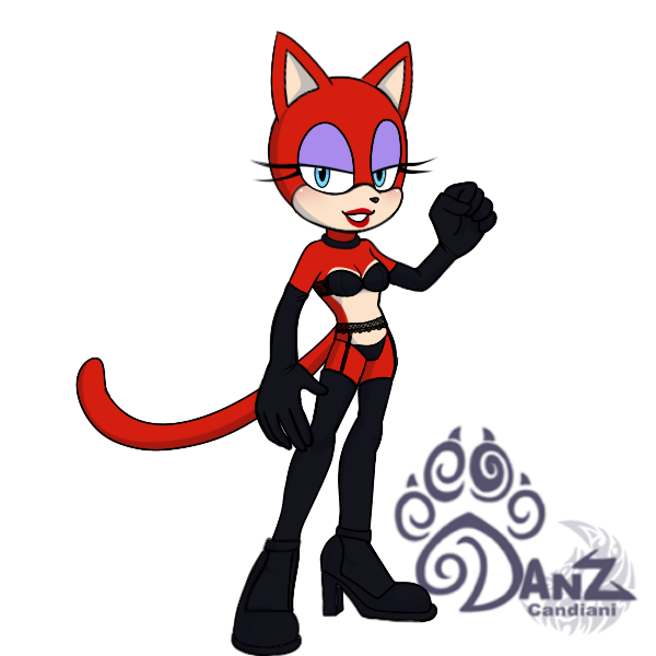 1girls anthro black_lingerie black_neckwear blue_eyes breasts cat_ears cat_tail catgirl eye_shadow eyelashes eyeshadow fist_clenched heels lust_the_cat mobian_(species) mobian_cat neckwear red_fur red_lipstick sega smiling smiling_at_viewer solo solo_female solo_focus sonic_(series) sonic_oc sonic_the_hedgehog_(series) staring staring_at_viewer thigh_highs thighhighs