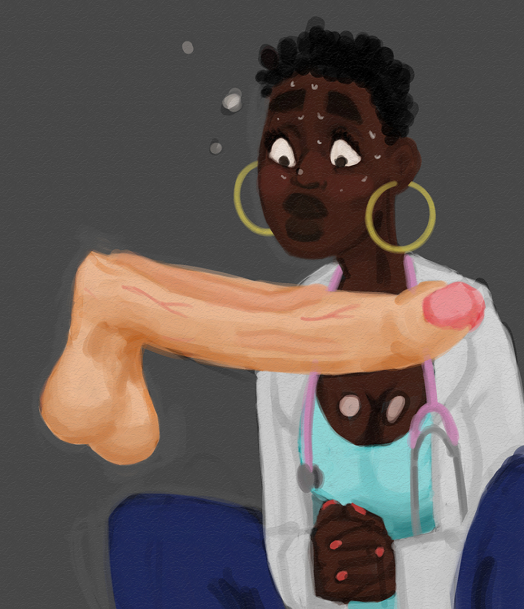 afro allswell big_balls big_penis dark-skinned_female dark_skin doctor female foreskin huge_balls huge_cock human human_male interracial large_penis light-skinned_male light_skin male painting thick_lips uncircumcised uncut