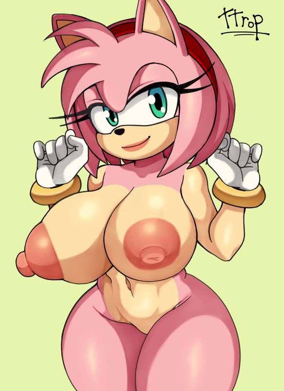 1girls, amy rose, big breasts, breasts, female, furry, mobian (species), nude, pink hair, solo, sonic (series), ttrop