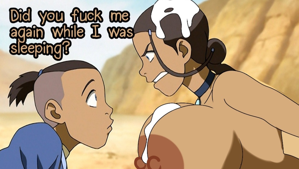 avatar_the_last_airbender big_breasts cum english_text huge_breasts katara text