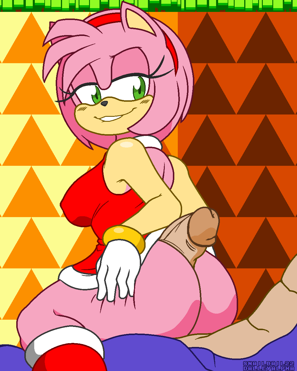 amy_rose anthro ass bedroom_eyes big_penis bite biting_lip blush breasts clothed clothing dalley-the-alpha duo eulipotyphlan female genitals hedgehog hi_res huge_cock male male/female mammal muscular muscular_male narrowed_eyes penis seductive sega snailbail22 sonic_(series) sonic_cd sonic_the_hedgehog sonic_the_hedgehog_(series) squish