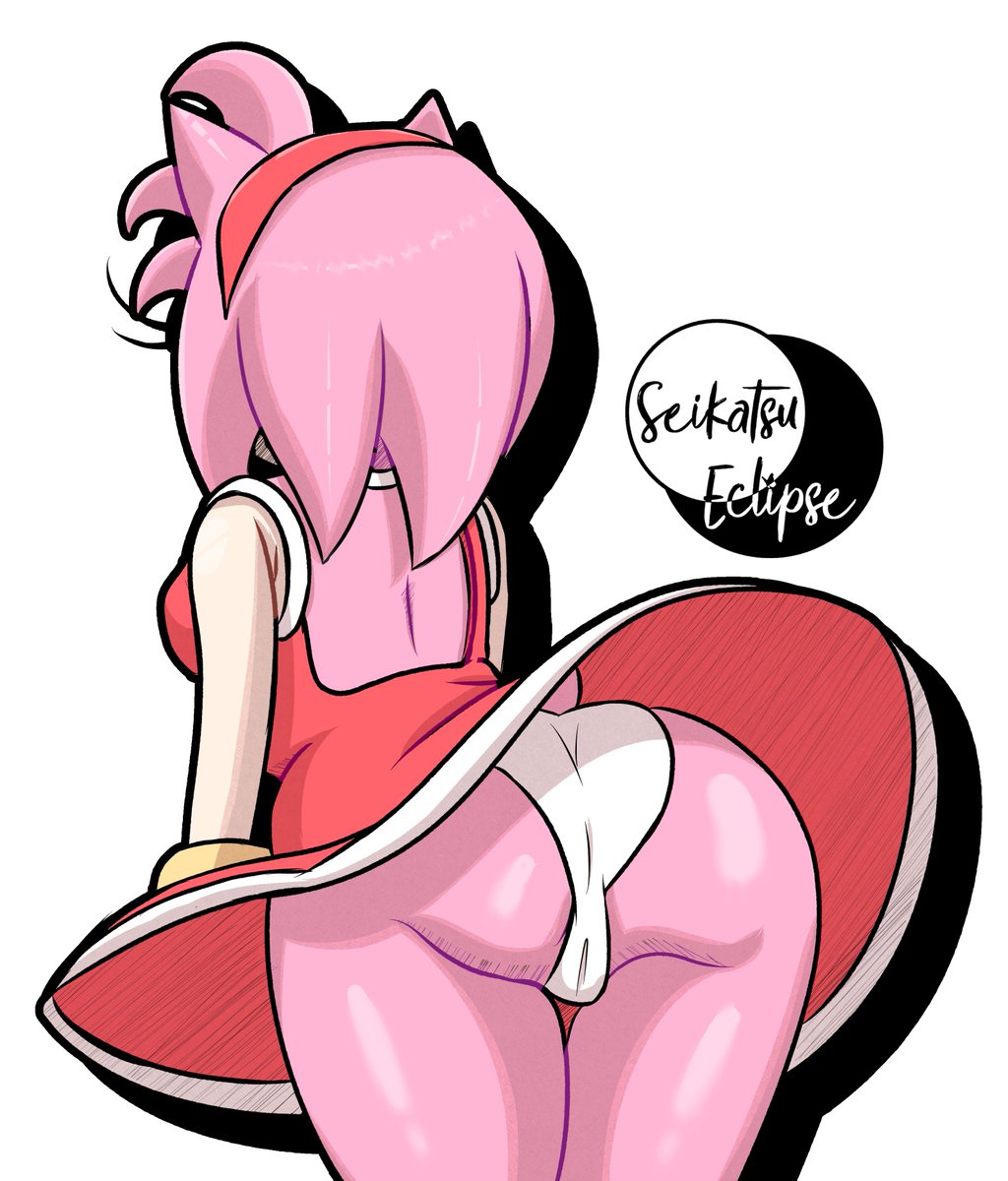 1girls amy_rose ass big_ass breasts fat_ass female female_focus female_only furry panties sega seikatsueclipse simple_background sonic_(series) white_background