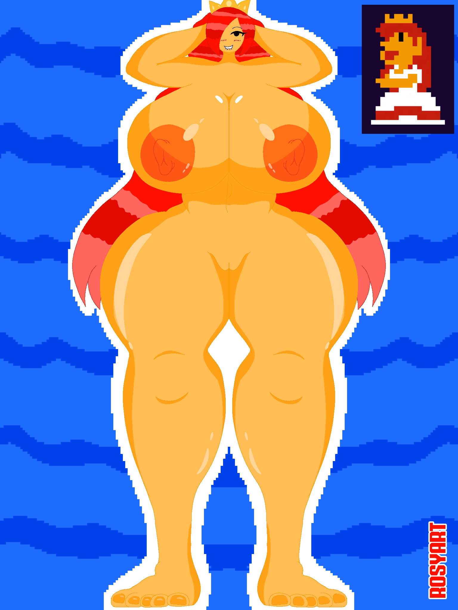 alternate_ass_size alternate_body_type alternate_breast_size ass_bigger_than_head big_ass big_breasts breasts_bigger_than_head hair huge_ass huge_breasts human human_only mario_(series) nipples princess_peach princess_peach_sprite_redraw_(meme) queen super_mario_bros.