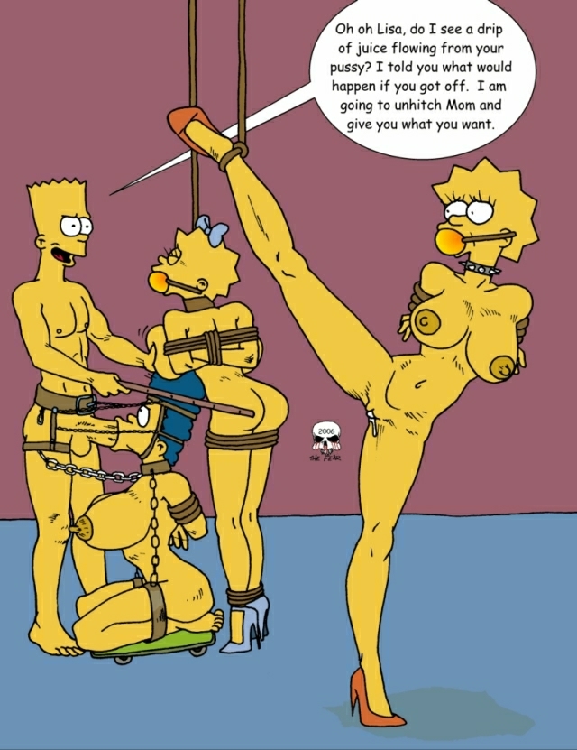 arms_behind_back ball_gag bart_simpson bondage bound brother_and_sister brother_and_sisters female gag gagged high_heels human incest leg_up lisa_simpson maggie_simpson male marge_simpson nipples oral straight tagme the_fear the_simpsons tied_up