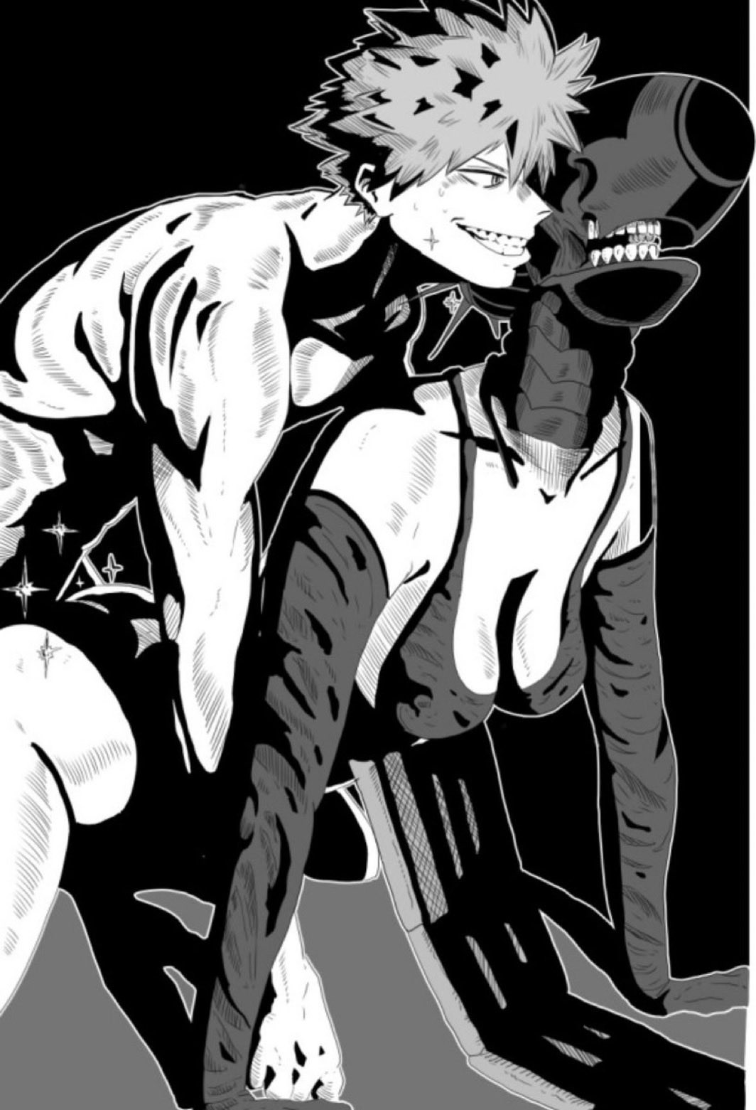 1boy, 1boy1girl, bakugou katsuki, big breasts, boku no hero academia, bomb devil, breasts, chainsaw man, clothed sex, death battle, doggy style, female, from behind, from behind position, gritted teeth, internet controversy, katsuki bakugou, male, male dominating female, male domination, maledom, muscular, muscular male, my hero academia, reze (chainsaw man), self upload, shaded, smile, wide hips
