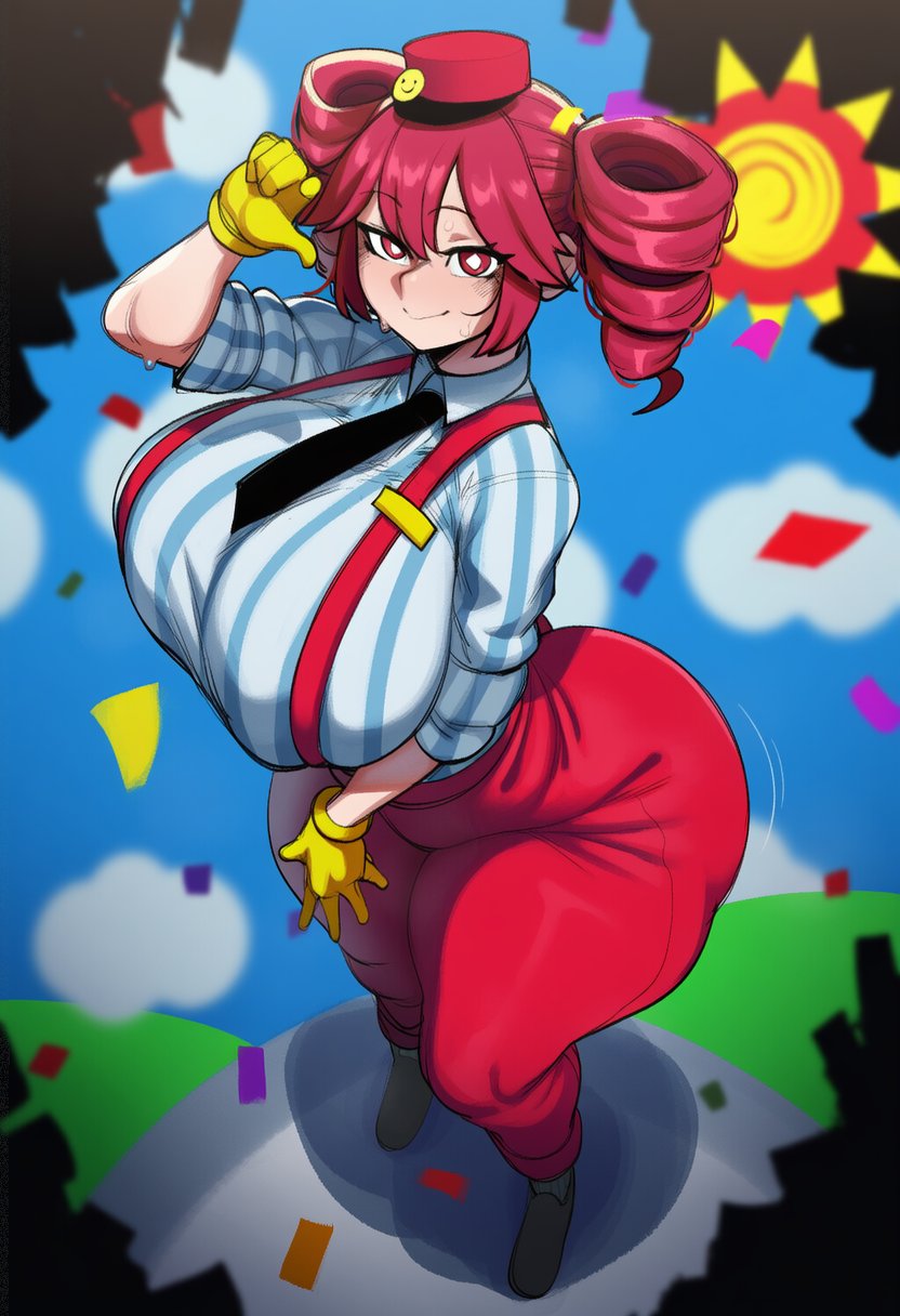 1girls, ai generated, ass, ass visible from the front, belly, big ass, big breasts, big thighs, blouse, bottom heavy, breasts, bubble butt, clothed, clothed female, clothing, curvaceous, curvy, curvy female, curvy figure, enormous ass, eyelashes, fat ass, fat breasts, fat thighs, female, female only, fully clothed, gigantic ass, gigantic breasts, gigantic thighs, gloves, gunlimaker, hat, high-angle view, hips wider than shoulders, hourglass figure, huge ass, huge breasts, huge thighs, jiggle, jiggling ass, kasane teto, kasane teto (sv), large ass, large breasts, large thighs, looking at viewer, massive ass, massive breasts, massive thighs, mesmerizer (vocaloid), mesmerizer teto, motion lines, mv character, necktie, nipple bulge, pants, peace sign, pear shaped, pear shaped female, plump, plump ass, plump breasts, plump thighs, pose, posing, red eyes, red hair, seductive, seductive look, see-through, see-through clothing, see-through shirt, shirt, shoes, skin tight, skindentation, smile, solo, solo female, standing, striped shirt, suspenders, sweat, sweatdrop, sweating, synthesizer v, thick thighs, thighs, tight clothing, tight pants, tight shirt, top heavy, twin drills, utau, venus body, voluptuous, voluptuous female, wet, wet body, wet clothes, wide hips, wobble, wobbling ass