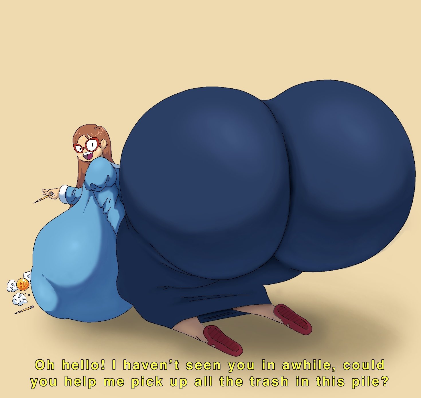 ass, bent over, breasts, english text, ginger hair, huge ass, huge breasts, huge butt, hyper, hyper ass, hyper breasts, hyper butt, hyper tits, kindergarten (game), kindergarten 3, ms. lovelett, solo, solo female, speaking, speaking to viewer, tagme, talking, talking to viewer, text, varix