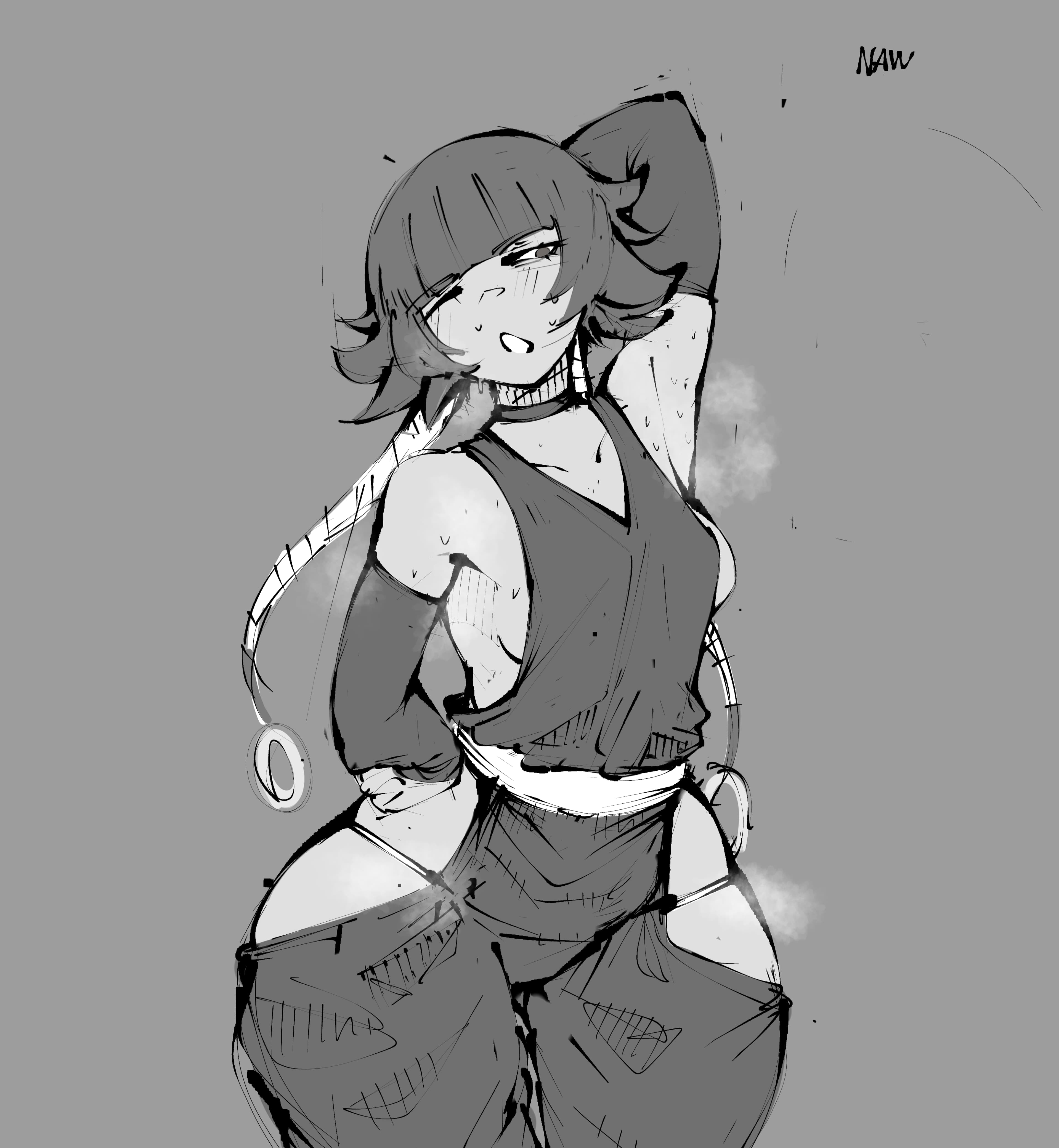 1girls, armpits, black hair, bleach, female, female only, hips wider than shoulders, naw01q, small breasts, soifon, solo female, sui-feng, sweat, sweating, sweaty body, wide hips, wide thighs