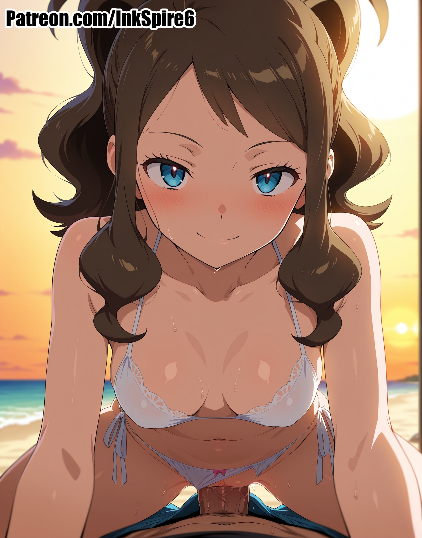 ai, ai assisted, ai generated, brown hair, hilda (pokemon), inkspire6, penis in pussy, pokemon, pokemon (species), suductive