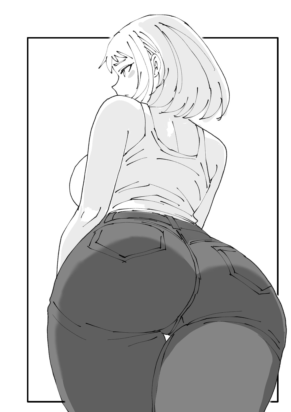 1female, 1females, 1girls, ass, ass focus, ass view, back view, big ass, big booty, big breasts, big butt, big honkers, big thighs, boku no hero academia, booty, captain tai, female, large ass, large thighs, looking away, my hero academia, ochako uraraka, sketch, thighs, uraraka ochako, voluptuous, voluptuous body, voluptuous female, white background