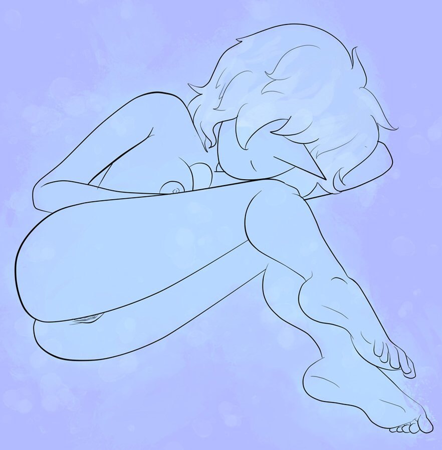 1girls blue_pearl_(steven_universe) breasts cartoon_network curled_up female female_only fetal_position pussy solo steven_universe susiebeeca