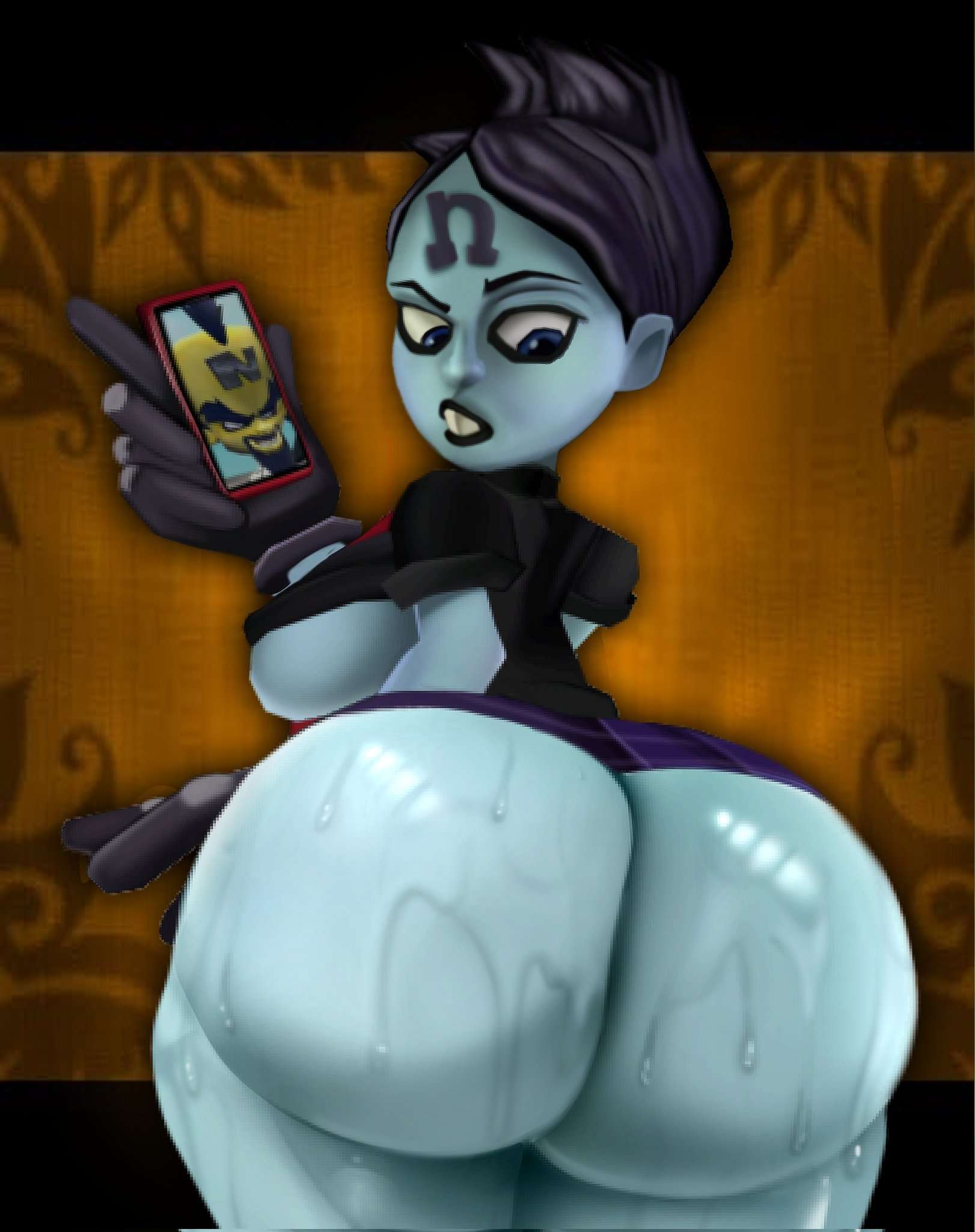 1girls backview big_ass big_butt black_hair blue_skin bubble_ass bubble_butt crabtopus crash_(series) crash_(series) crash_of_the_titans fat_ass female female_only huge_ass huge_butt nina_cortex solo solo_female sweat sweaty sweaty_ass sweaty_butt sweaty_thighs thick_thighs