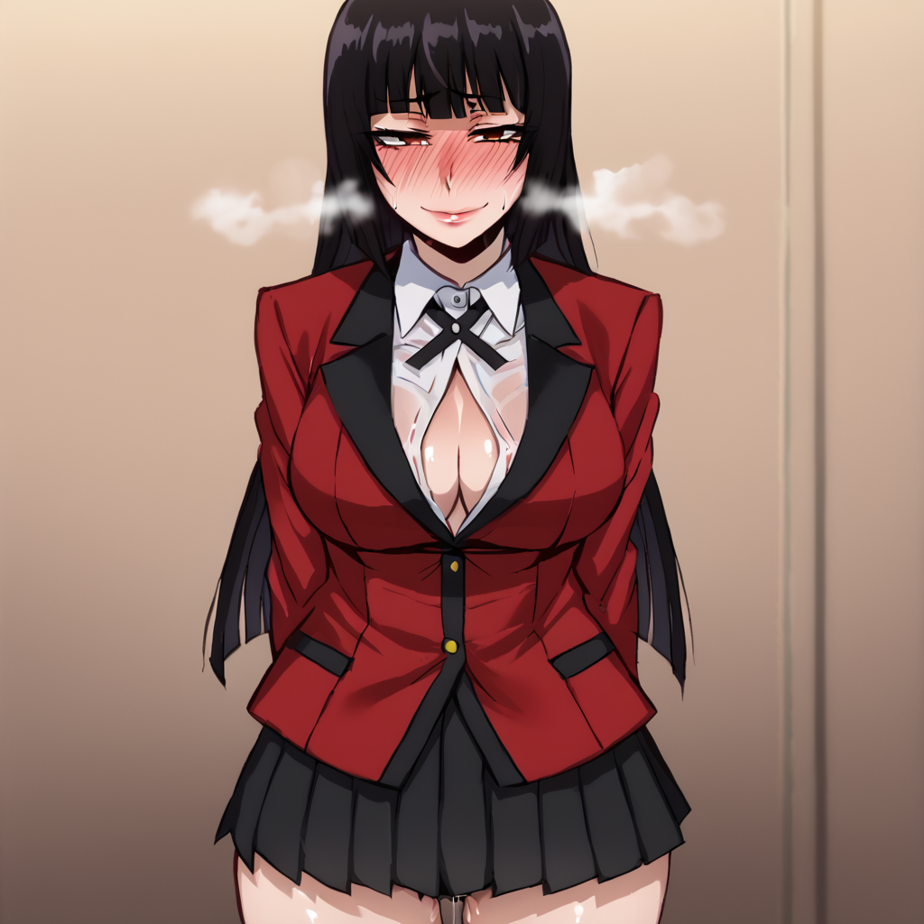 ai_generated flushed flushed_face fringe fringe_hair horny horny_female jabami_yumeko kakegurui lewd lewd_smile oiled oiled_skin school_uniform schoolgirl smile soaking soaking_wet stable_diffusion steam steaming_body wet_pussy