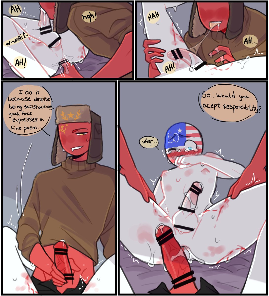 2boys blood blowjob blush countryhumans cum erection fingering gay male male/male oral soviet_union_(countryhumans) srstars united_states_of_america_(countryhumans)