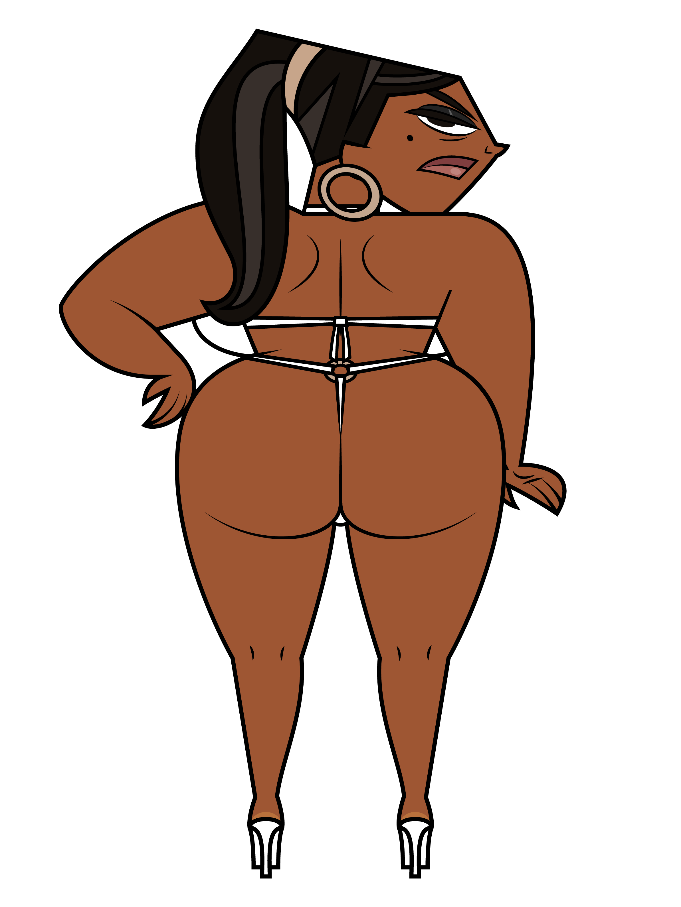 1girls, african female, ass, ass focus, ass grab, ass up, bbw, big ass, big butt, bikini, black body, black female, black hair, breasts, bubble ass, bubble butt, busty, chubby, chubby female, curvaceous, curvaceous body, curvaceous female, curvaceous figure, curvy, curvy figure, dark skin, dark-skinned female, earrings, ebony, eyeshadow, female, female focus, female only, hand on hip, heels, high heels, huge ass, jk94, large ass, leshawna (tdi), lipstick, long hair, looking at viewer, mole (marking), mole under eye, ponytail, pose, posing, posing for the viewer, solo, solo female, tagme, thick, thick ass, thick hips, thick legs, thick lips, thick thighs, thong, thong bikini, total drama (series), total drama island, voluptuous, voluptuous female, white background, wide hips