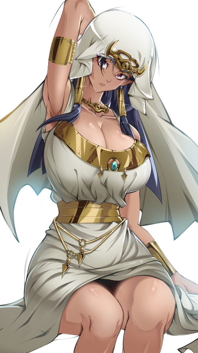 1girls animahakim bare_legs bare_thighs big_breasts black_hair clothed clothing color egyptian egyptian_female female female_focus female_only hi_res isis_ishtar large_breasts light-skinned_female light_skin long_hair looking_at_viewer purple_eyes solo solo_female tagme thick_thighs yu-gi-oh!