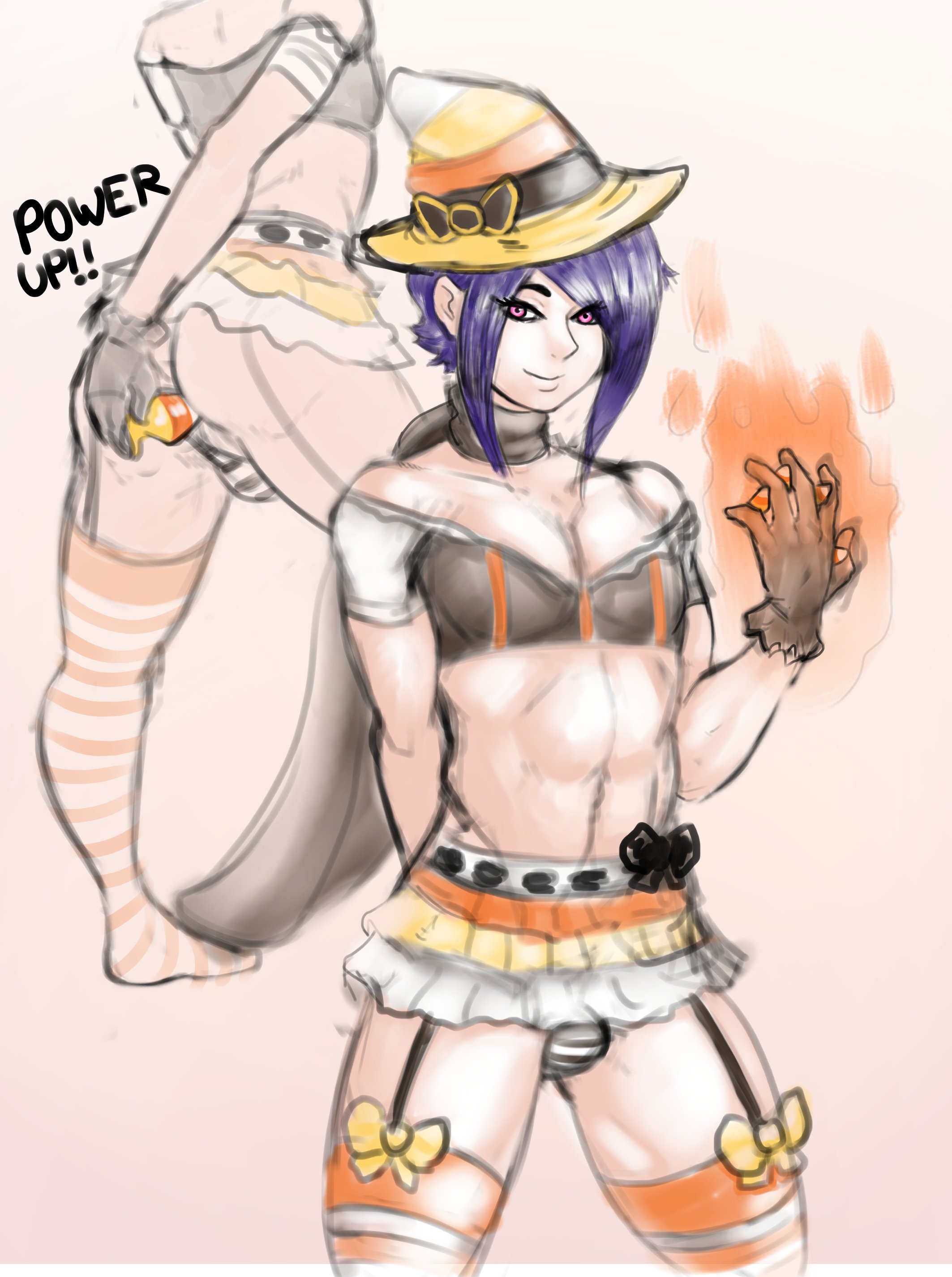 anal object insertion, anal plug, axred7, bow, bulge, buttplug, crossdressing, femboy, legwear, male, panties aside, sissy, striped legwear, striped panties, trap, yaoi, yellow bow