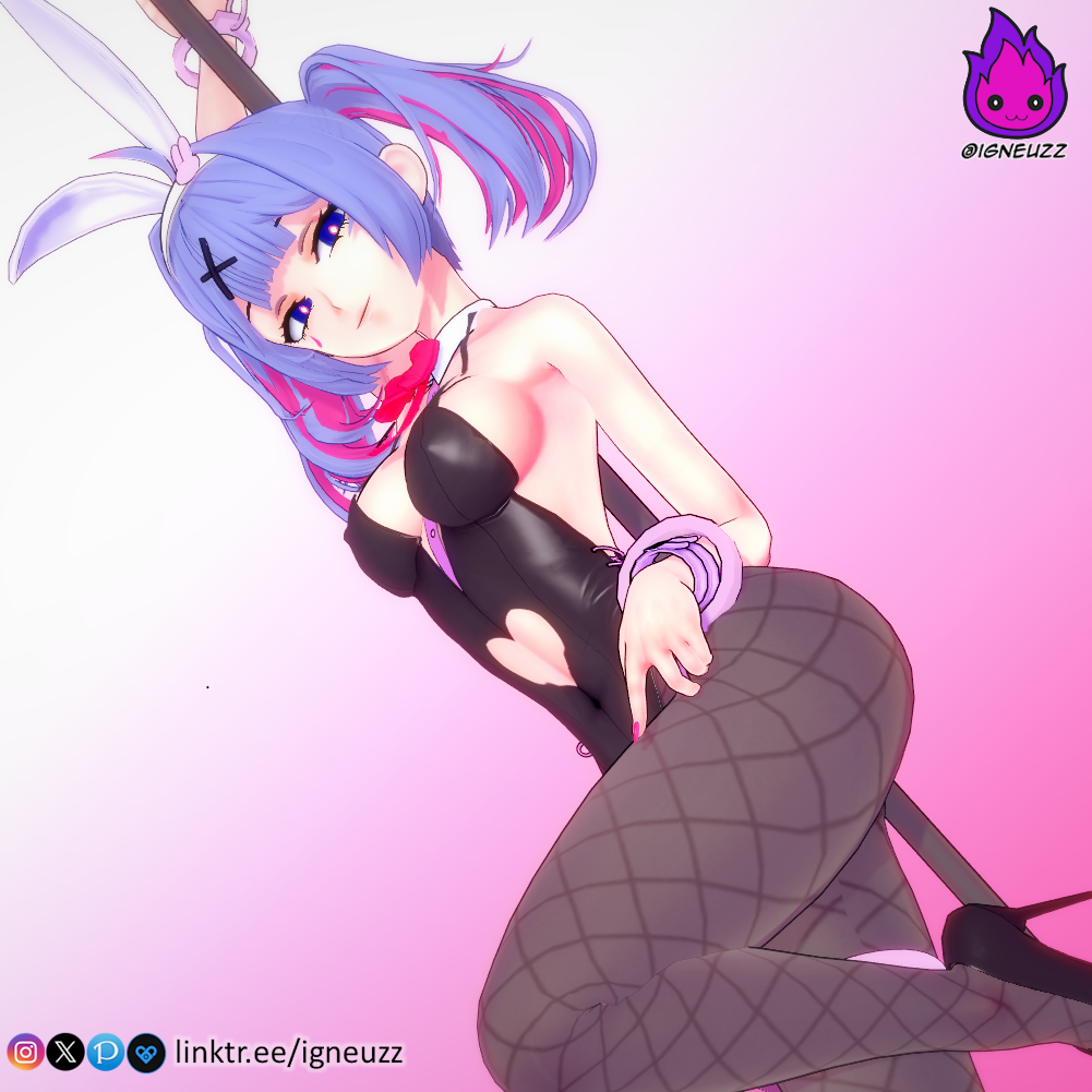 1female 1girls 3d black_pantyhose blue_eyes blue_hair bow bowtie breasts bunny_ears bunnysuit clothed clothed_female clothing commission female female_focus female_human female_only gumroad hatsune_miku igneuzz light-skinned_female light_skin lingerie lingerie_bra lingerie_only lingerie_panties medium_breasts mv_character pantyhose ponytail ponytails rabbit_ears rabbit_hole_(deco*27/caststation) rabbit_hole_(vocaloid) smile solo solo_female solo_focus stripper stripper_pole tagme vocaloid