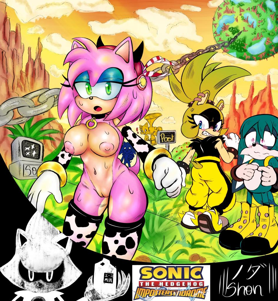 afrosoricid amy_rose animal_print anthro big_breasts blush bodily_fluids bracelet breasts canid canine clothing collar cow_print electronics eulipotyphlan eyeshadow female fennec_fox fox genitals gloves handwear hedgehog idw_publishing jewelry kitsunami_the_fennec legwear logo machine makeup mammal metal_sonic milk_carton monitor mountain planet pussy robot sega shonshadow signpost sonic_(series) sonic_the_hedgehog_(comics) sonic_the_hedgehog_(idw) sonic_the_hedgehog_(series) surge_the_tenrec sweat tails tenrec thigh_highs true_fox