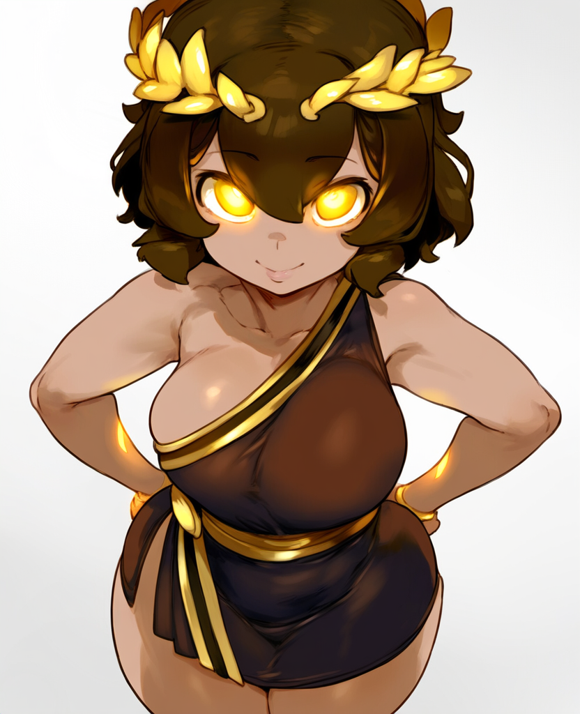 ai_generated breasts brown_hair goddess greek_clothing greek_goddess greek_mythology hestia hestia_(greek_mythology) laurel_crown tagme toga