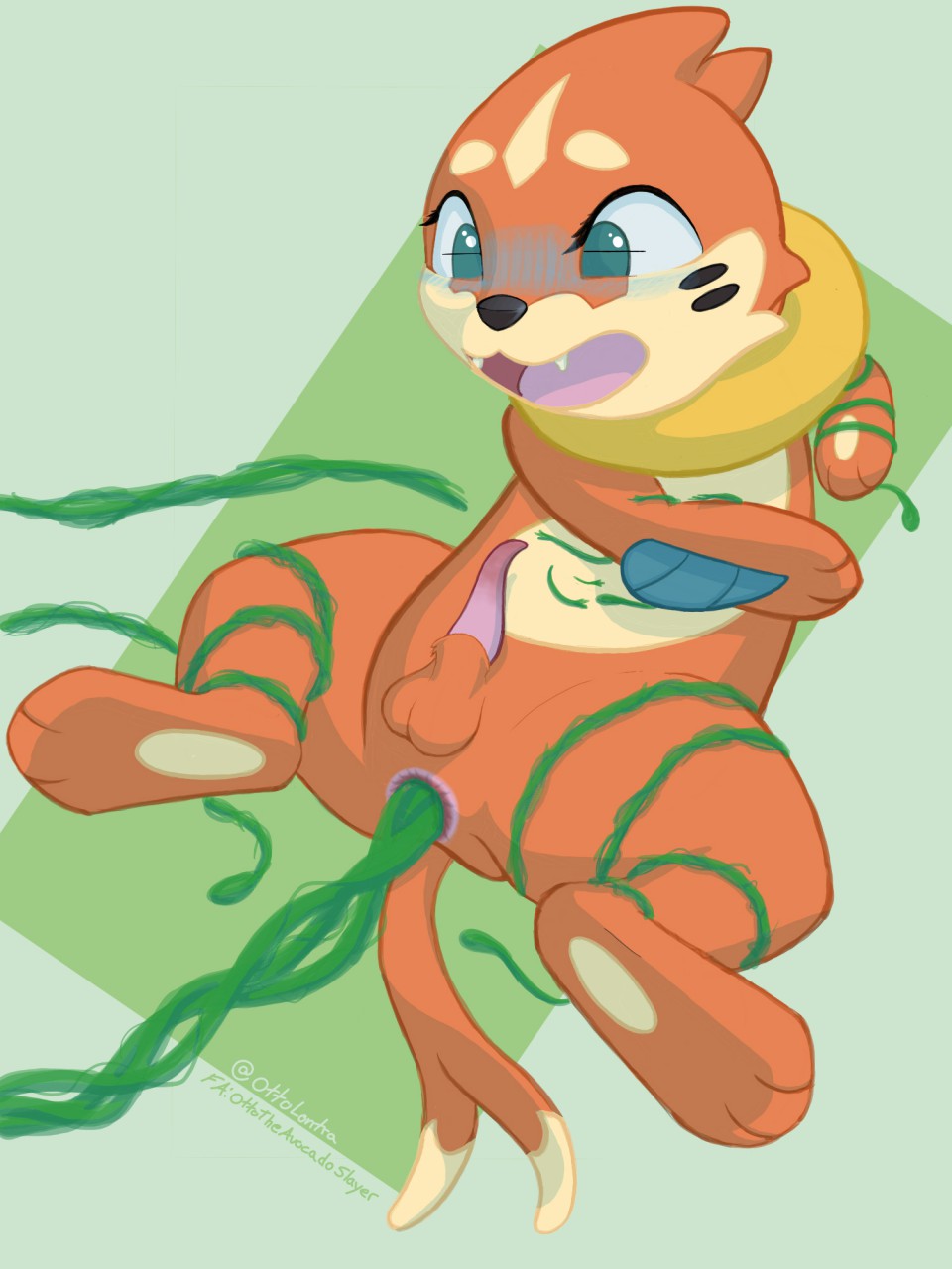 1boy anal bondage bound buizel furry hi_res male nintendo otter ottotheavocadoslayer pokémon_(species) pokemon pokemon_dppt tentacle video_games