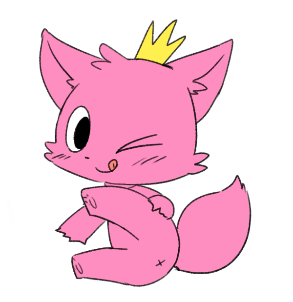 2019 ambiguous_gender anus ass blush choreuny crown felid feline feral looking_at_viewer male_only mammal one_eye_closed pinkfong pinkfong_(character) presenting presenting_hindquarters solo tongue tongue_out wink