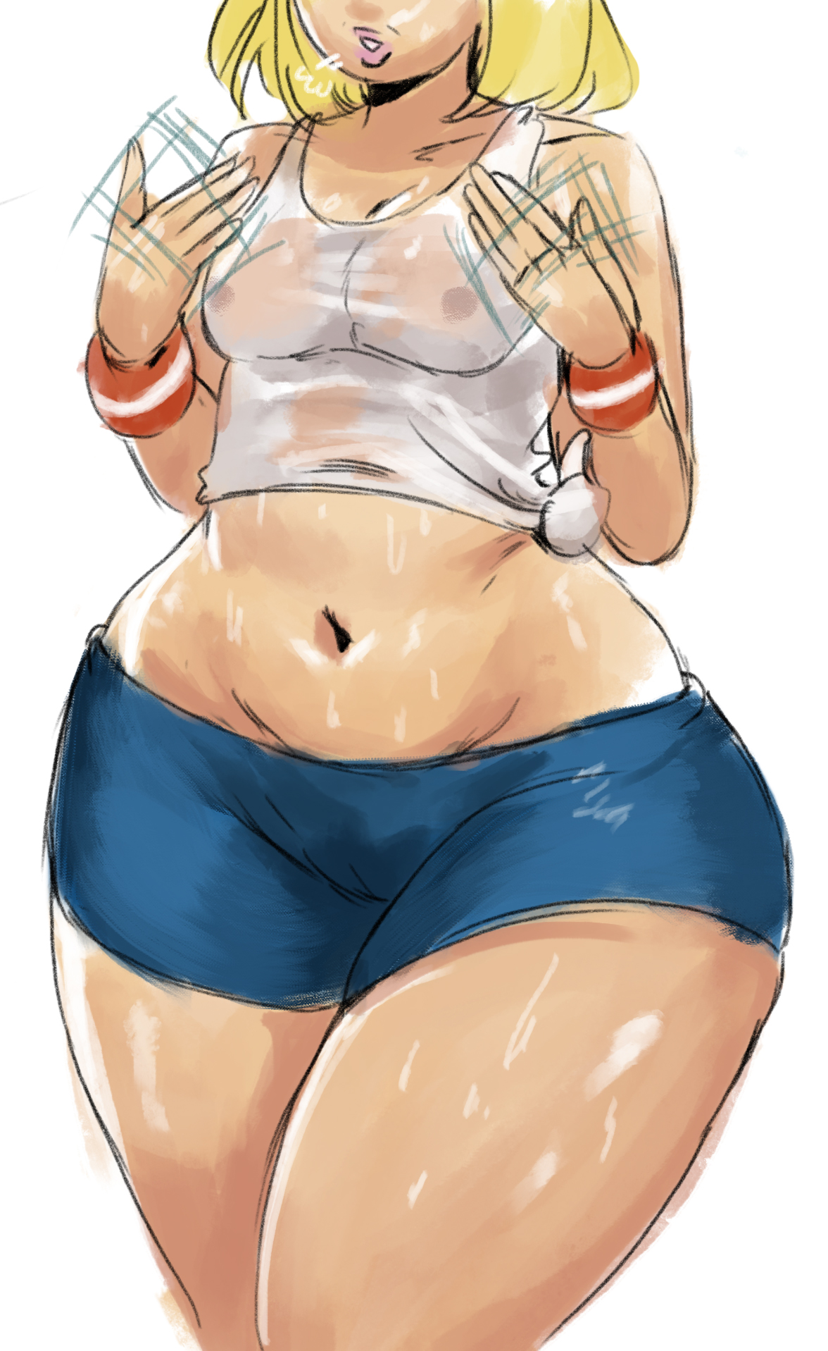 1girls, bbw, blonde hair, female, female only, gentle mommy, hips, milf, mother, nipples, no bra, redblacktac, rita loud, shorts, solo, stomach, straight hair, sweat, sweatdrop, the loud house, thick thighs, thighs, wide hips, wristband