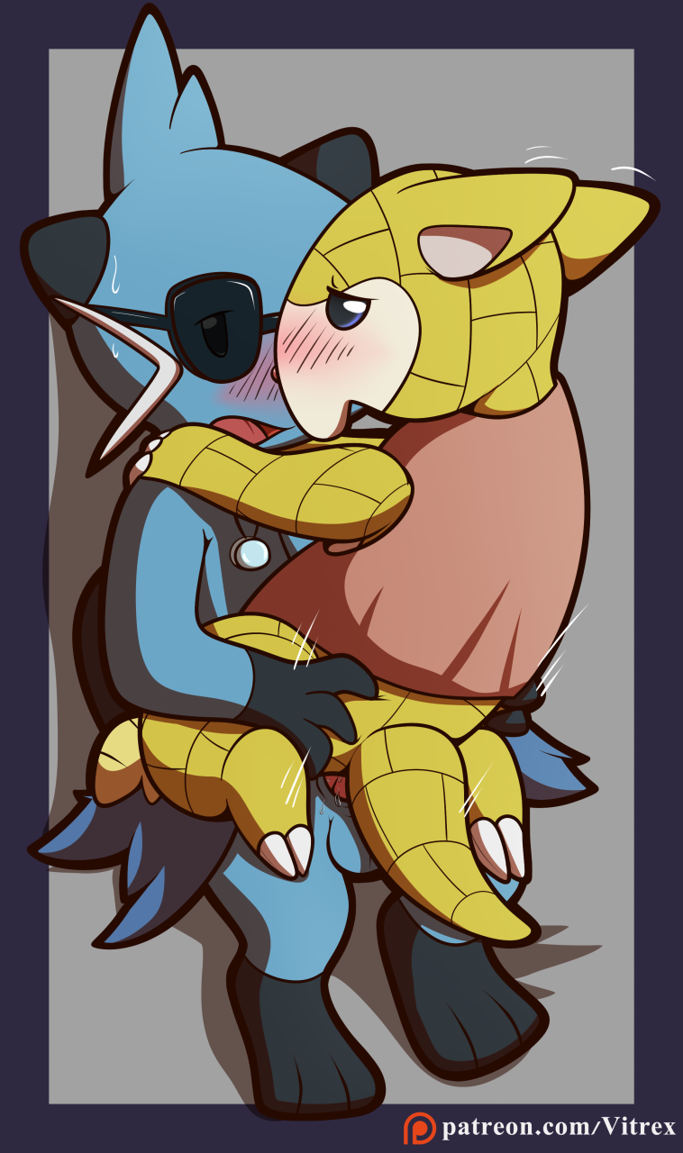2boys anal anal_sex blush bodily_fluids bottomless clothed clothing cowgirl_position digital_media_(artwork) duo erection eyewear female feral gay half-closed_eyes hi_res larger_male male male_penetrating nintendo on_top open_mouth original_character otter patreon penetration penis pokémon_(species) pokemon pokemon_(species) pokemon_bw pokemon_rgby sandshrew santana_the_dewott sex shirt simple_background size_difference smaller_male text topwear url video_games vitrex watermark yaoi