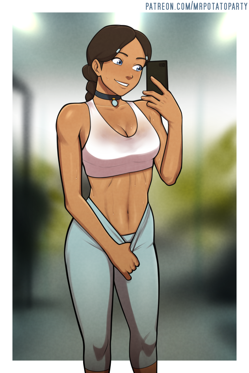 1girls 2019 abs after_workout aged_up athletic athletic_female avatar_the_last_airbender bare_shoulders blue_eyes bra braid breasts cellphone choker cleavage clothing dark-skinned_female dark_skin female female_only fit fit_female gym katara looking_at_phone medium_breasts midriff mirror_selfie mrpotatoparty navel nickelodeon pants_pull phone pleased post_workout proud selfie smile solo sports_bra standing straight_hair sweat sweaty_breasts tights water_tribe wet_clothes workout workout_clothes yoga_pants