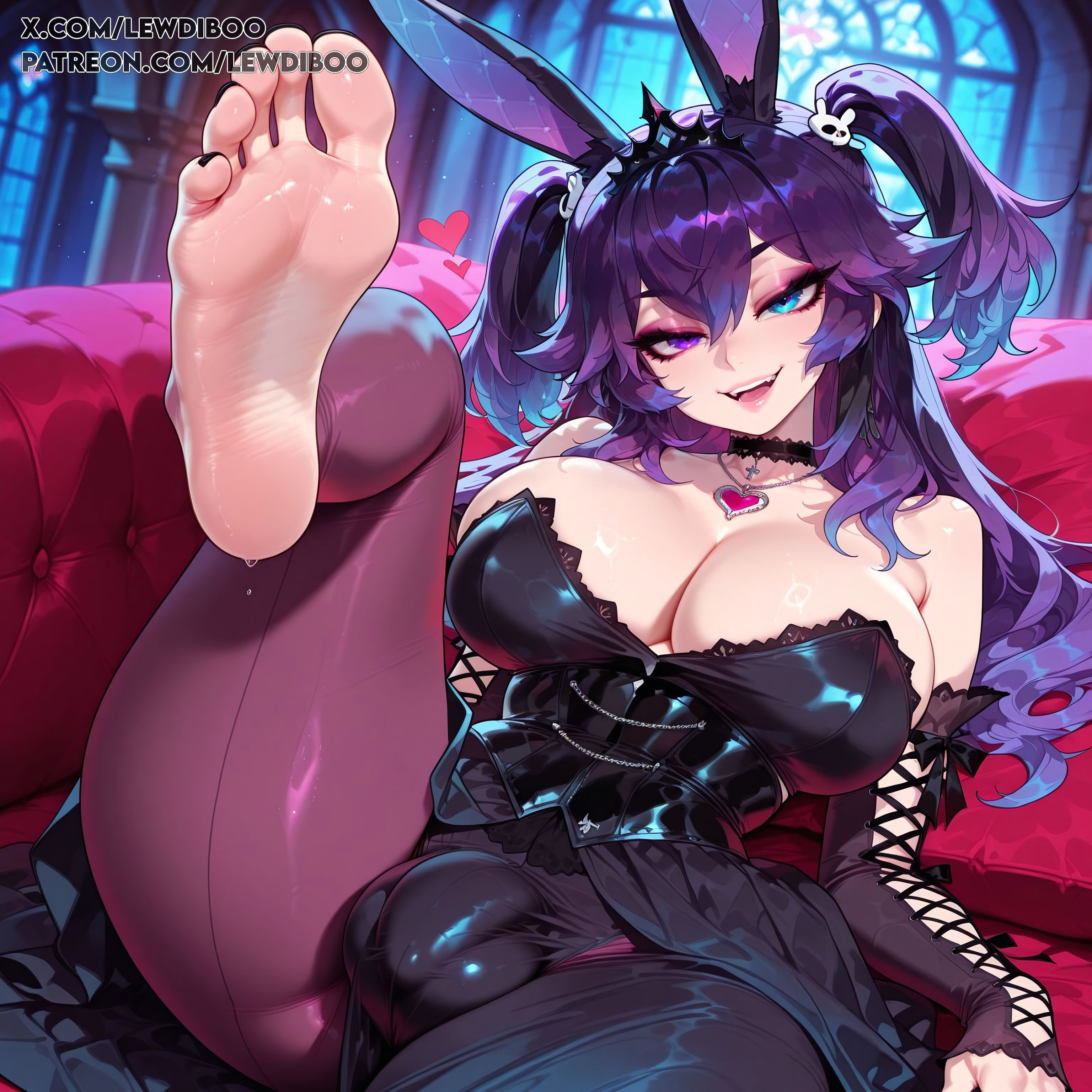 1futa, 1futanari, ai generated, animal ear fluff, animal ears, balls, bangs, big balls, big penis, blue eyes, blue hair, breasts, bulge, bulge through clothing, bulge under clothes, bunny, bunny ear, bunny tail, cock, cotton tail, cottontail, cottontail (vtuber), erect penis, erection, feet, feet fetish, feet focus, feet up, fetish, fluffy, fluffy ears, fluffy tail, foot, foot fetish, foot focus, foot play, foot worship, fringe, fur, furry, futa only, futadom, futanari, heterochromia, huge balls, huge cock, huge penis, indie virtual youtuber, indie vtuber, lewdiboo, locks, long hair, messy hair, multicolored hair, nipples, penis, pink hair, posing, posing for the viewer, purple eyes, purple hair, sexy body, sidelocks, soles, soles female, soles fetish, soles focus, solo, solo focus, solo futa, streaked hair, sweat, sweatdrop, testicles, thighs, toes, veiny, veiny penis, very long hair, vtuber, vtuberfanart, vtubers