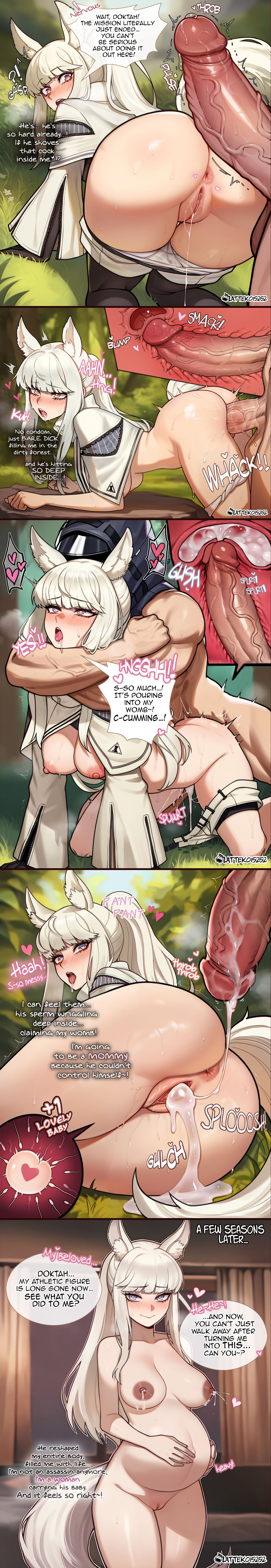 1boy, 1girl, after sex, after vaginal, ahegao, ai assisted, ai generated, all fours, animal ear fluff, animal ears, anus, areolae, arknights, aroused, aroused face, aroused female, artist name, ass, ass focus, bangs, bent over, black legwear, blue eyes, blunt bangs, blurry background, blush, breasts, breasts out, closed mouth, collarbone, comic, comic strip, completely nude, cowboy shot, creampie, cross section, cross-section, cum, cum in pussy, cum inside, cum overflow, cum pool, cum trail, cumdrip, dark areolae, day, deep penetration, doctor (arknights), doggystyle, drooling, ejaculation, embarrassed, embarrassed female, english text, erection, eyebrows visible through hair, female, female focus, fertilization, flaccid penis, fox tail, from behind, from side, fucked silly, grabbing, grabbing from behind, grass, hand on own belly, happy, heart, heart-shaped pupils, hetero, high ponytail, horse ears, horse girl, horse tail, imminent penetration, impregnation, indoors, internal cumshot, kemonomimi, lactation, large penis, lattekoi5252, light skin, light-skinned female, light-skinned male, long hair, long sleeves, looking at penis, looking at viewer, looking back, looking pleasured, lying, male, male/female, medium breasts, moaning, motion lines, nature, navel, nipples, nude, open clothes, open mouth, orgasm, outdoors, overflow, ovum, ovum with heart, panties, panties around one leg, panties down, pants, penis, platinum (arknights), pleasure face, ponytail, precum, pregnant, pregnant belly, pregnant female, pussy, pussy juice, rough sex, saliva, sex, sex from behind, shocked, smile, solo focus, sound effects, speech bubble, sperm cell, standing, sweat, tail, testicles, text, thighs, throbbing penis, tongue, tongue out, trembling, two-toned eyes, uncensored, underwear, uterus, vaginal, veins, veiny penis, watermark, white hair, white panties, yellow eyes