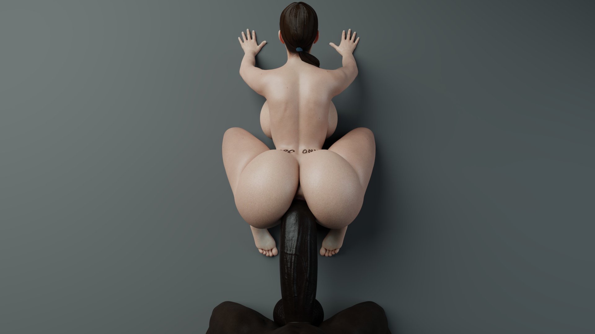 1boy, 1girls, 3d, ass, big penis, dark skin, dark-skinned male, female, huge ass, icedev, interracial, jill valentine, male, penis, resident evil, tattoo, tramp stamp, voluptuous