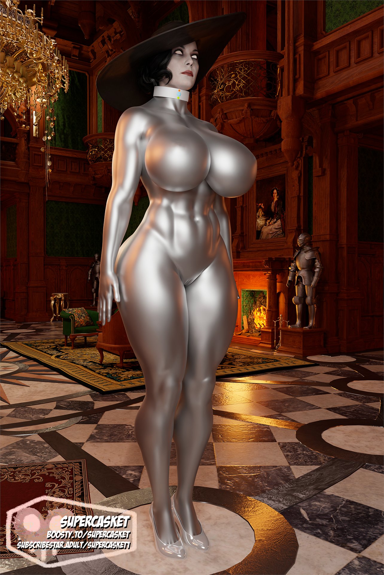 1girls, 3d, alcina dimitrescu, ass, big ass, big breasts, big butt, big thighs, bodysuit, breasts, bust, busty, capcom, curvaceous, curvy, curvy figure, fair skin, fair-skinned female, female, giantess, gigantic ass, gigantic breasts, gigantic butt, gigantic nipples, hips, hourglass figure, huge ass, huge breasts, huge thighs, large ass, large breasts, large female, large thighs, light skin, light-skinned female, mature, mature female, milf, mini giantess, pale skin, pale-skinned female, resident evil, resident evil 8: village, silver bodysuit, slave, slim waist, supercasket, tall, tall female, tech control, thick, thick hips, thick legs, thick thighs, thighs, voluptuous, waist, white body, white skin, white-skinned female, wide hips, wide thighs