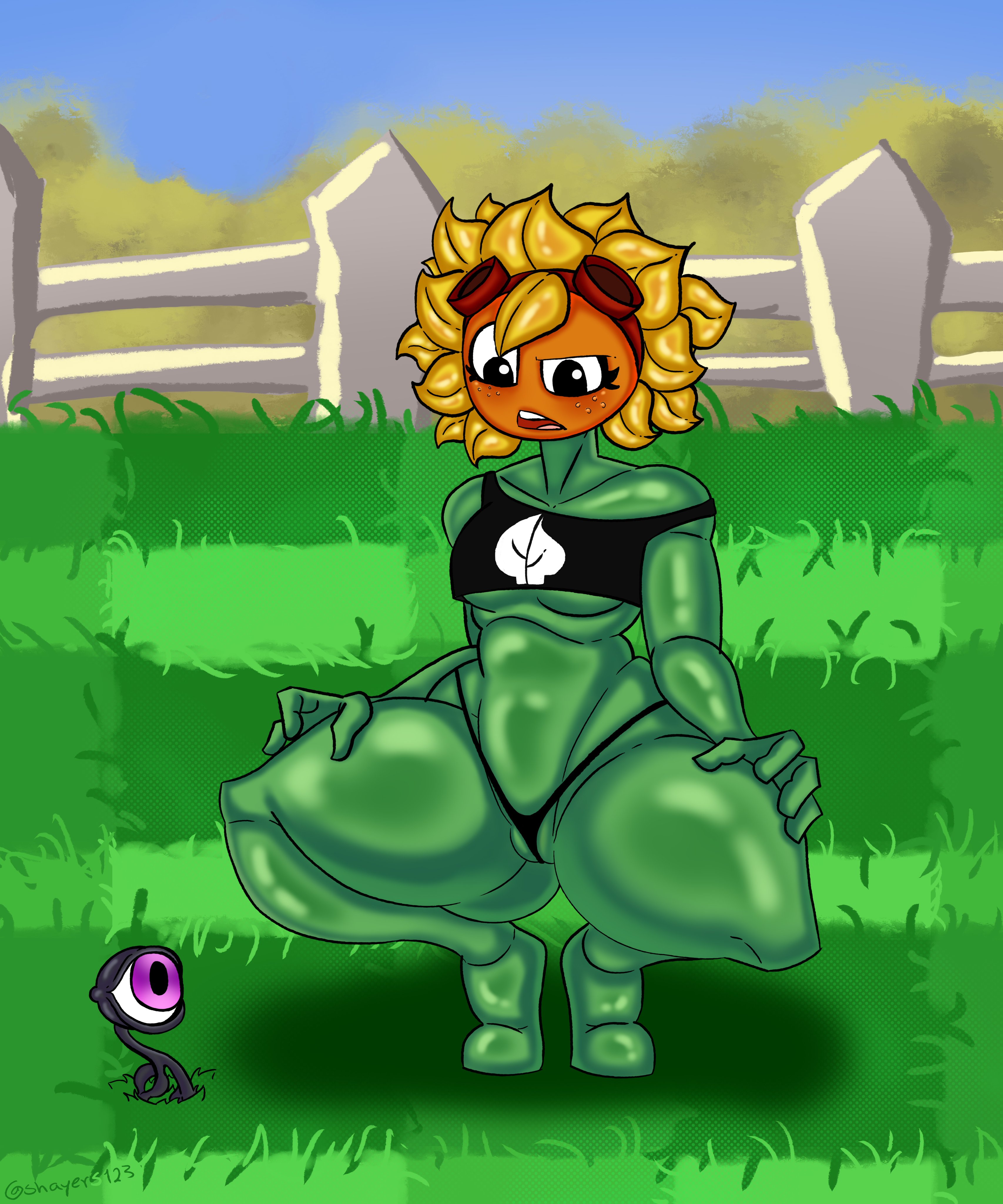 1girls, anthro, anthrofied, ass, breasts, female, flora fauna, kuromaru (mugen), m.u.g.e.n, pillow shading, plant, plant girl, plant humanoid, plantie, plants vs zombies, plants vs. zombies, popcap games, pussy, shayers123, solar flare (pvz), sunflower (pvz)