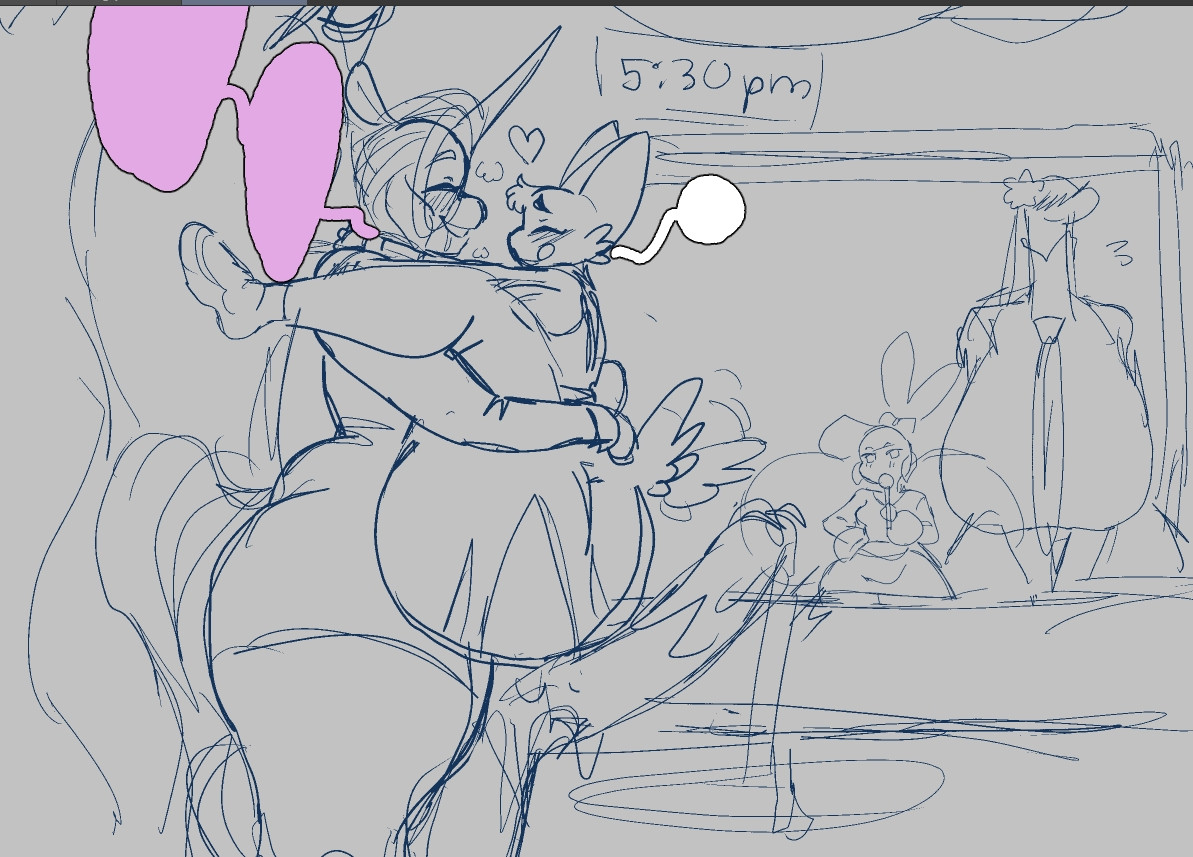 anthro, carrying partner, furry, futa on femboy, futa on male, futanari, intersex, male, mao (wkkeezy), marathon sex, miciah kaisona (wkkeezy), original character, sex, sketch, wkkeezy (artist), workplace sex