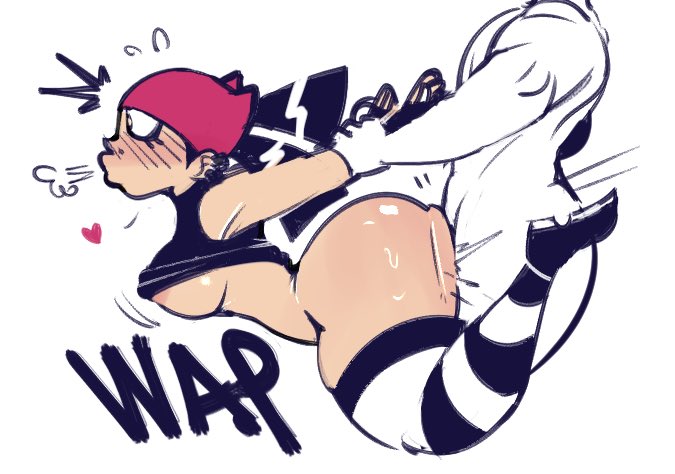 1boy, 1girls, ass, ass waves, big ass, breasts, doggy style, faceless male, female, honeyboyy, male, mostly nude, my life as a teenage robot, nickelodeon, sex, stockings, tiff crust, underboob