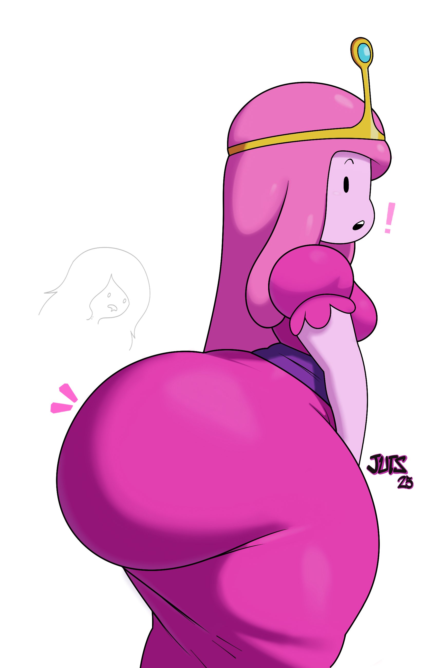 1girls, adventure time, ass, ass in dress, big ass, blush, bottom heavy, bottom heavy female, breasts, bubble butt, cartoon network, dumptruck ass, dumptruck butt, fat ass, female, female only, fully clothed, gigantic ass, huge ass, jutsapostion, marceline, pink hair, pink skin, princess bubblegum, side ass, side view, sideass, small breasts, tagme