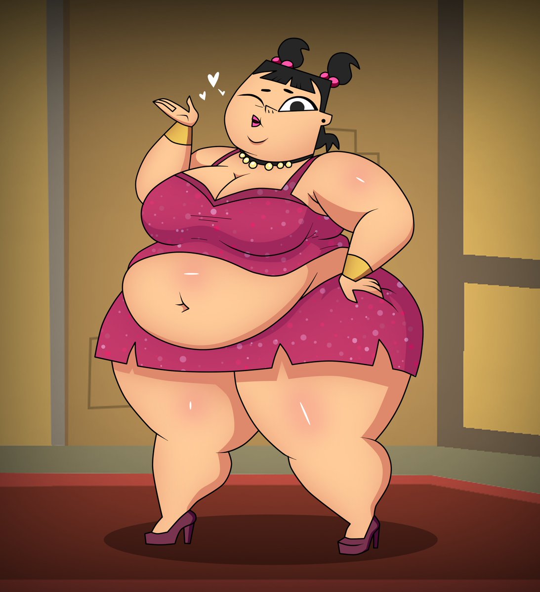 2d, bare midriff, bbw, female, female focus, female only, high heels, lingerie only, sadie (tdi), tagme, thick thighs, total drama island, vanilladream34