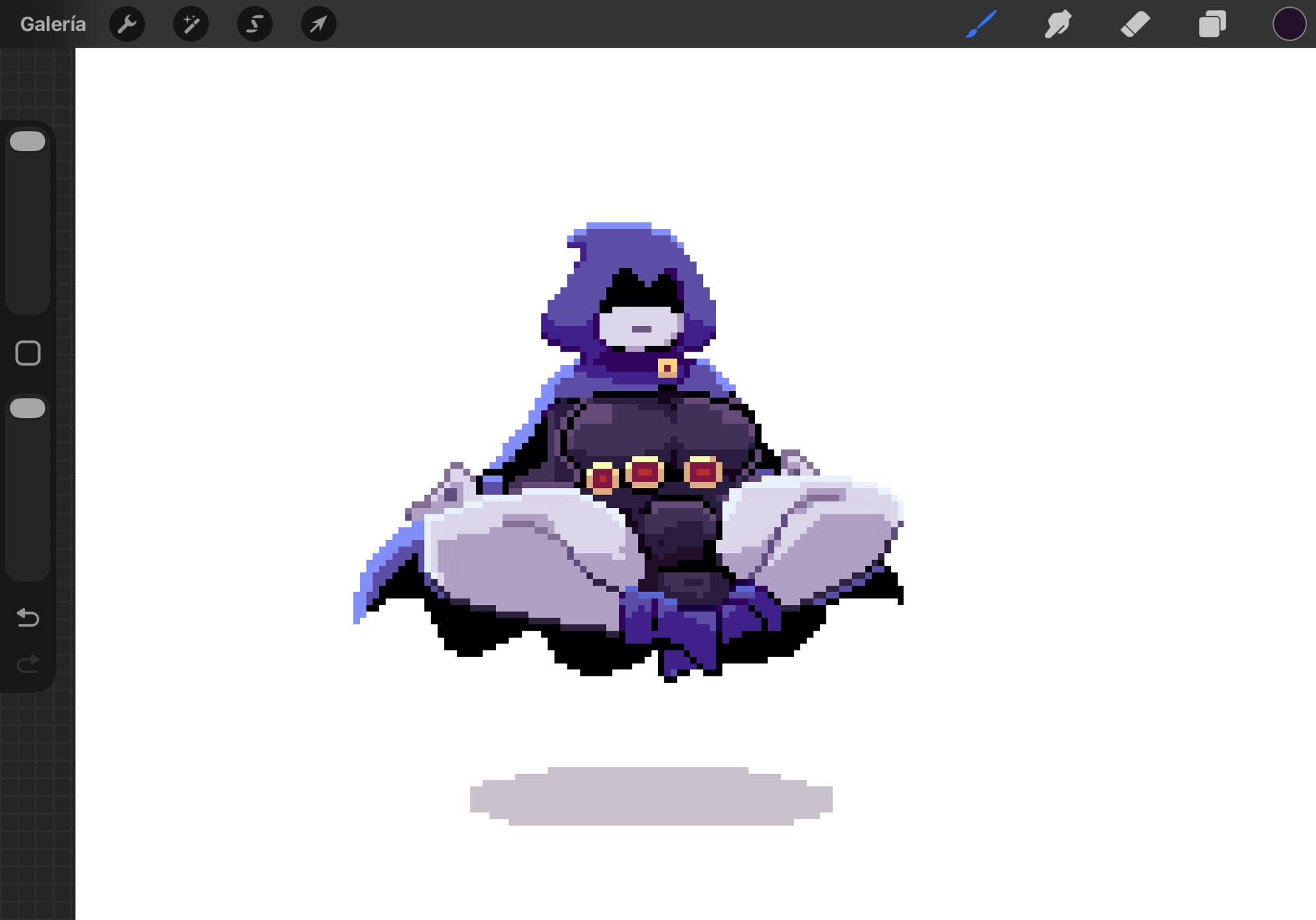 1futa, belt, big breasts, black leotard, breasts, bulge, bulge through clothing, cloak, clothing, dc, dc comics, dickgirl, floating, fully clothed, futa only, futanari, implied futa, intersex, leotard, levitation, meditation, pixzapix, raven (dc), solo, tagme, teen titans, thick thighs