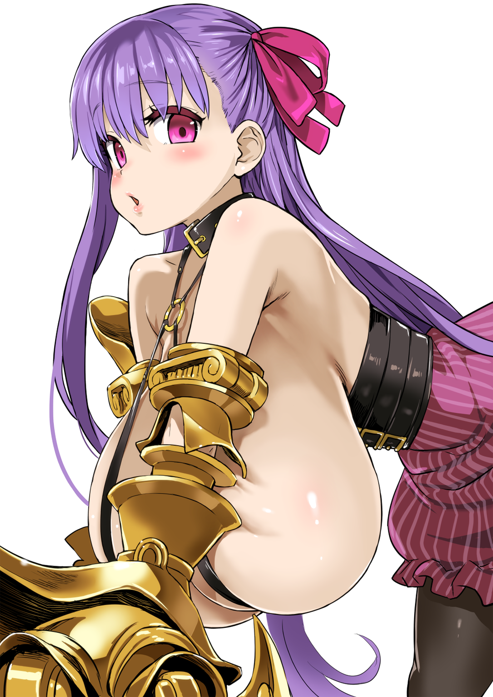 asanagi, big breasts, breasts, fate (series), fate/grand order, female, female only, hanging breasts, heavy breasts, huge breasts, long hair, looking at viewer, passion lip, purple hair, red eyes, sideboob, simple background, skimpy clothes, solo, white background