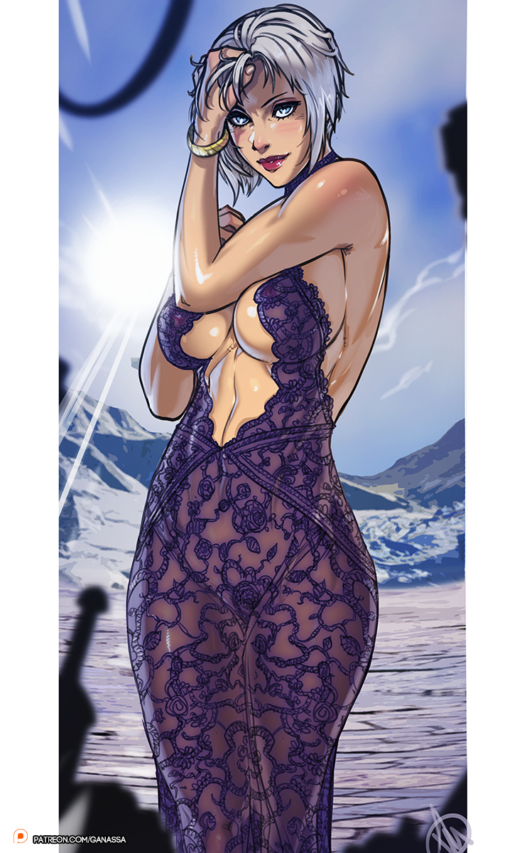 1girls, big breasts, breasts, cleavage, female, female only, ganassa, isabella valentine, large breasts, looking at viewer, see-through, see-through clothing, solo, soul calibur