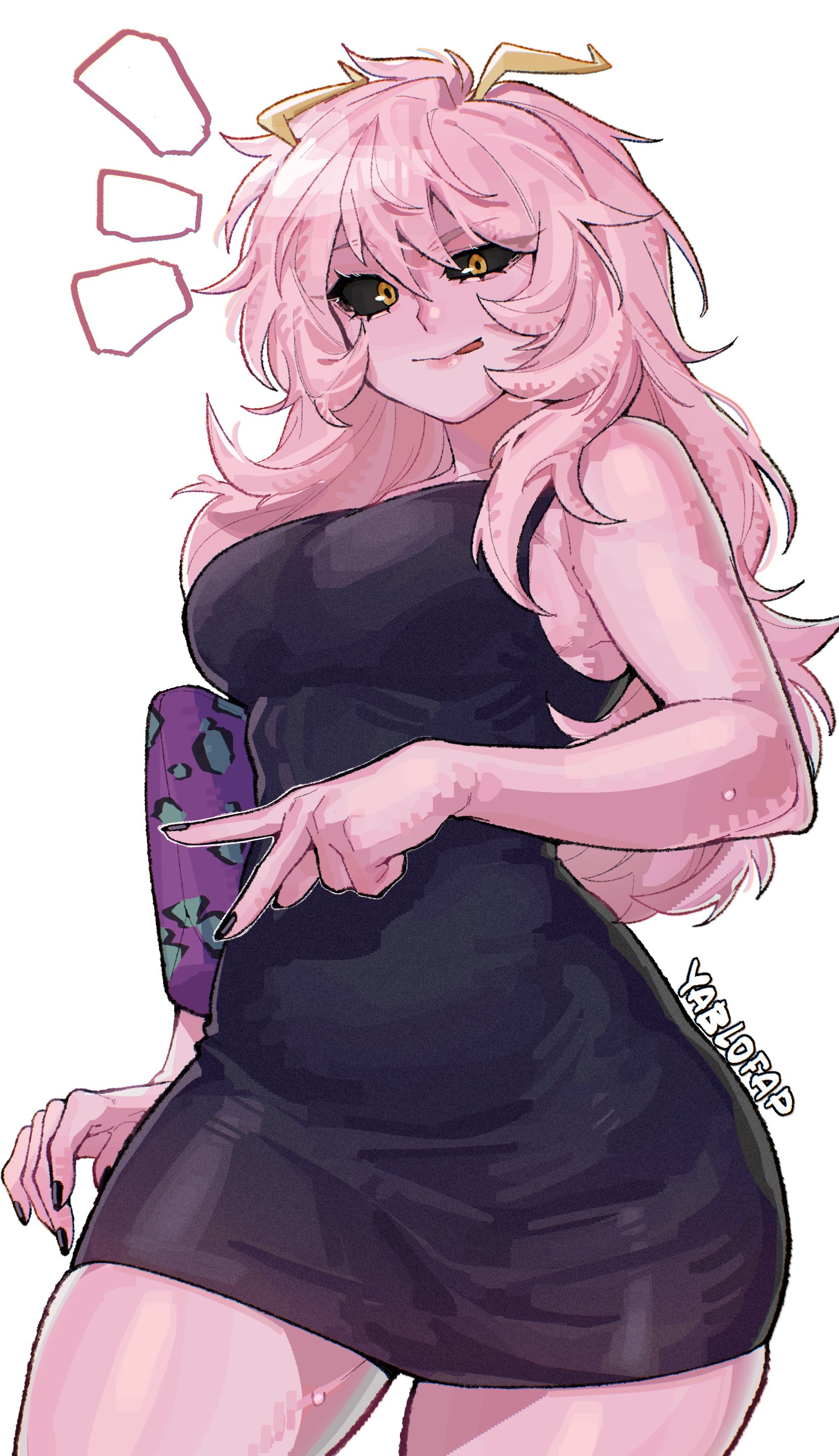 1girls, adult mina, ashido mina time-skip, ass, boku no hero academia, boku no hero academia (finale), dress, female, female focus, female only, large ass, long hair, mina ashido, mina ashido curvy (meme), mina ashido time-skip, my hero academia, my hero academia (finale), pink body, pink hair, post-timeskip, solo, thick thighs, thighs, wide hips, yablofap