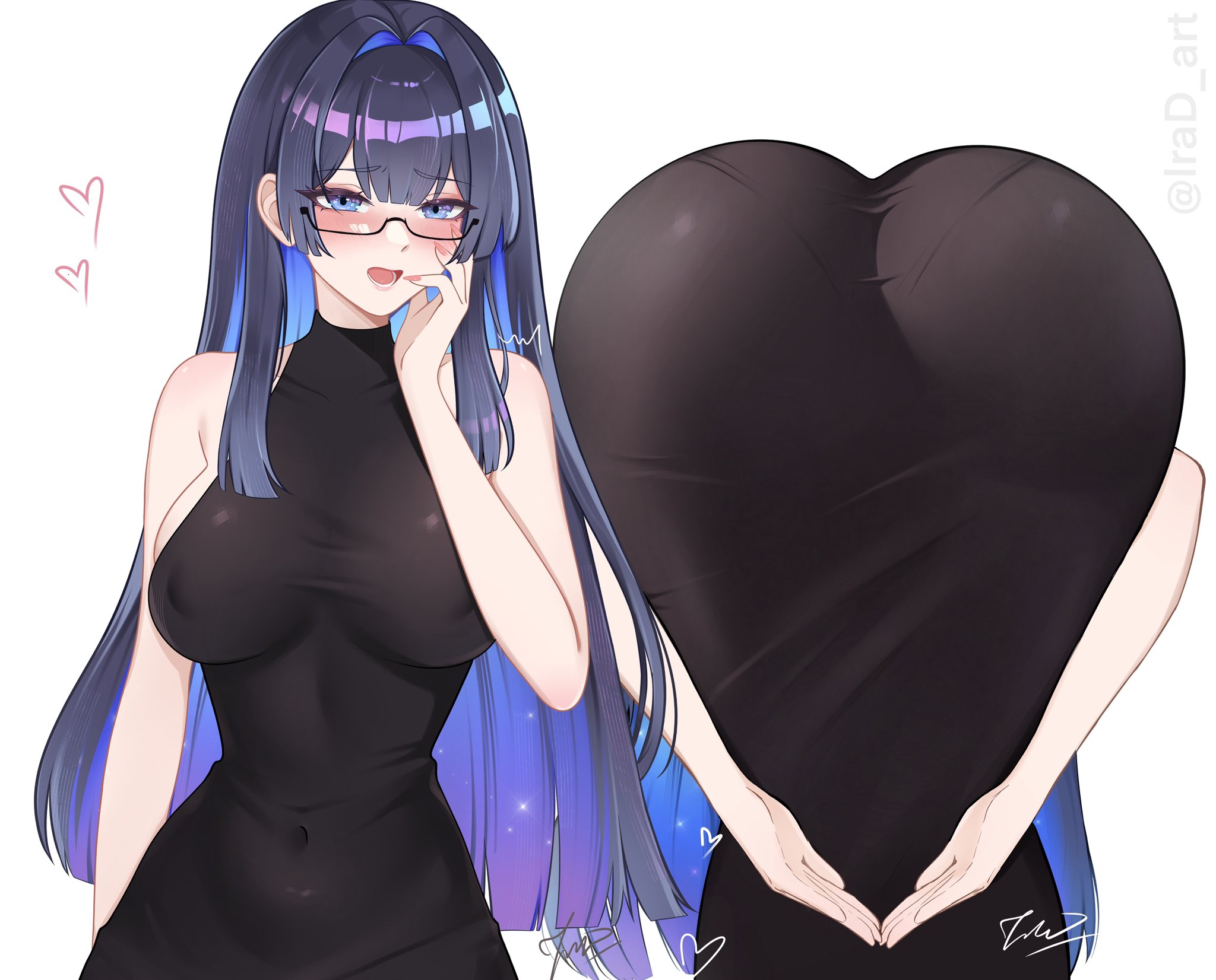 1girls, 2026, 2d, 2d (artwork), artist name, ass, ass up, back, back view, big ass, big butt, butt, clothed, clothing, color, colored, digital media (artwork), dresa, female, female only, fully clothed, fully clothed female, hair, hi res, hololive, hololive english, irad art, legs, light skin, light-skinned female, long hair, low-angle view, ouro kronii, pose, praise da booty (meme), simple background, solo, viewed from behind, virtual youtuber, vtuber, white background