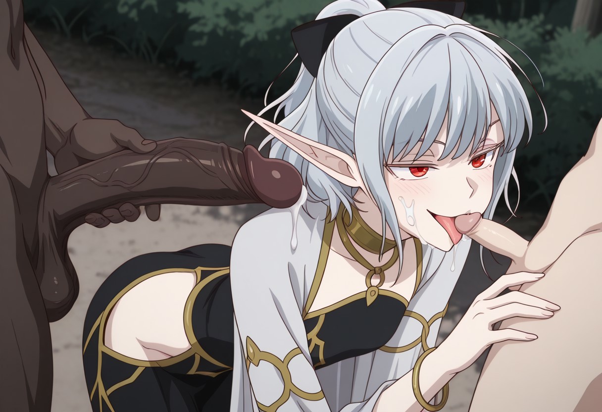 1girls, 2boys, ai generated, apocalypse bringer mynoghra, atou, balls, breasts, cock worship, cuckold, cum, cum on face, dark skin, dark-skinned male, fellatio, female, holding penis, interracial, isekai mokushiroku mynoghra:hametsu no bunmei de hajimeru sekai seifuku, large penis, light-skinned male, male, netorare, ntr, penis, penis awe, penis size comparison, penis size difference, self upload, size comparison, size difference, small penis, small penis adoration, tiny penis, women