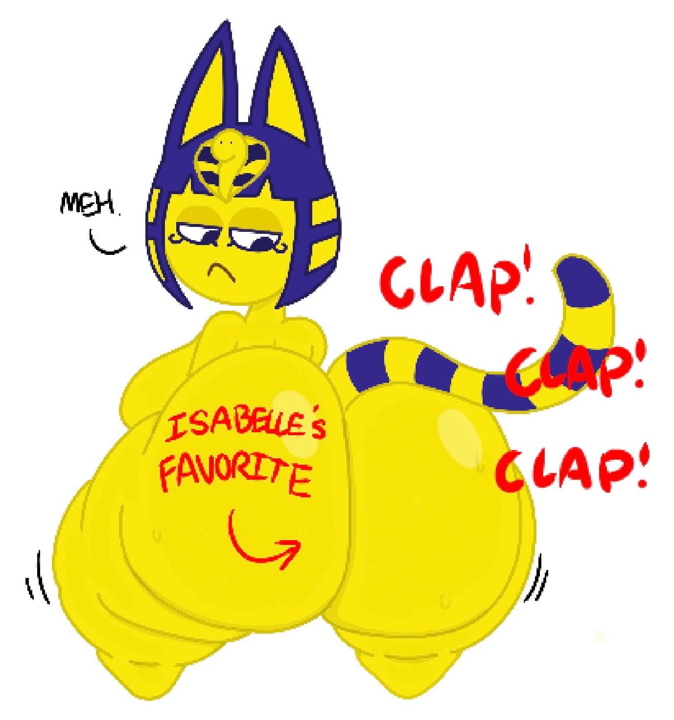 1girls, animal crossing, ankha, ankha (animal crossing), ass, ass shake, booty, bottom, bottoming, butt, cat, cat ears, cat tail, catgirl, claimed, egyptian mythology, fat, fat ass, female, huge ass, neutral expression, nintendo, shaking, shaking ass, shaking butt, text on ass, text on body, theslashfive, thick, thick ass, thick legs, thick thighs, twerk, twerk pose, twerker, twerking, twerking bottom, twerking for top, twerking position, unimpressed, words on body, writing on ass, writing on body